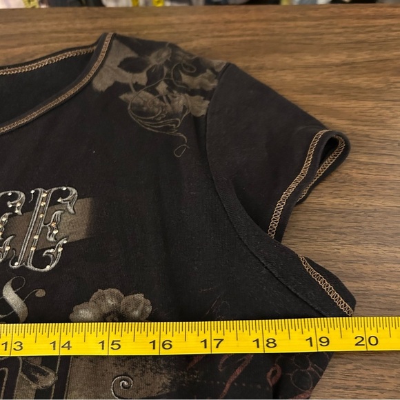 Blue canyon Y2K Black Graphic Women's Top L - Picture 7 of 9